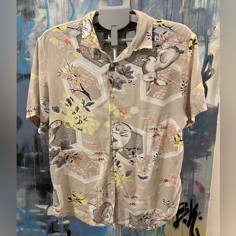 Denim & Flower Tan Yellow Casual Button Down Shirt